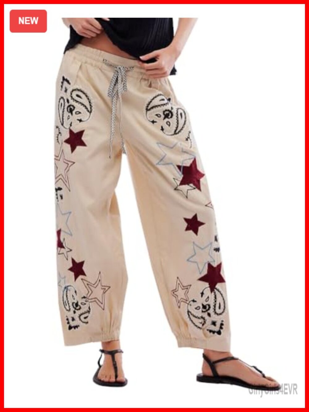 Mid Rise Barrel Jeans Womens Wide Leg Boyfriend Embroidered Pull On
